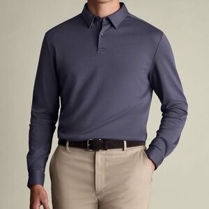 Charles tyrwhitt
Men’s dark mauve plain long sleeve jersey polo